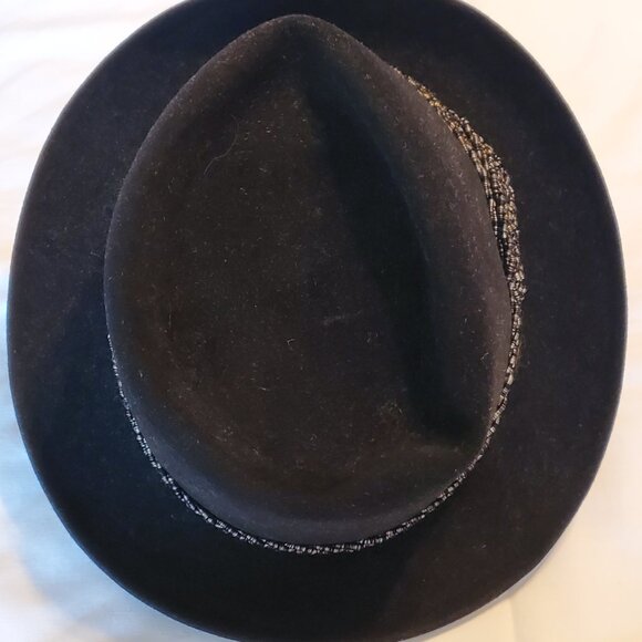VINTAGE Men's Black Beaver Fur Felt Fedora Size 6.75 - Picture 3 of 6